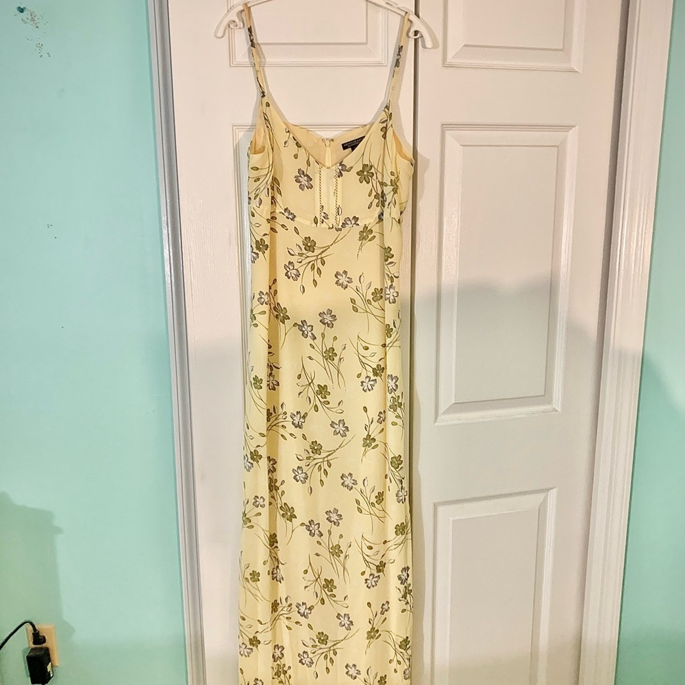 American Eagle Outfitters Y2K Vintage Cream Yellow Spaghetti Strap Maxi Dress